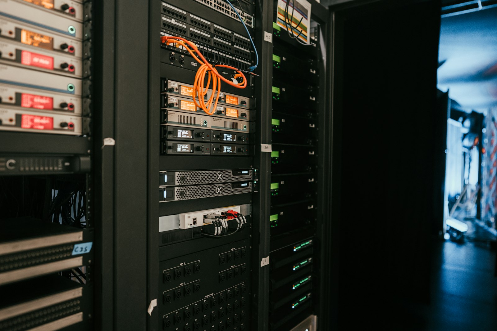 Enterprise server rack with patch panel and power distribution